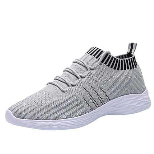 Deloito Damen Sneaker Leichte Modische Turnschuhe Fliegendes Weben Socken Sport Schuhe Schüler Freizeit Atmungsaktiv Laufschuhe (38 EU, Grau-02) von Deloito Schuhe