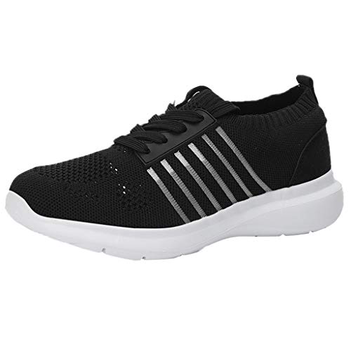 Deloito Damen Sneaker Leichte Modische Turnschuhe Fliegendes Weben Socken Sport Schuhe Schüler Freizeit Atmungsaktiv Laufschuhe (39 EU, Schwarz-04) von Deloito Schuhe