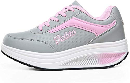 Deloito Mode Damen Schnürer Schaukelschuhe Outdoor Sport Dicksohlenig Plattform Turnschuhe Lässige Schüler atmungsaktive Laufschuhe (Rosa,37 EU) von Deloito Schuhe