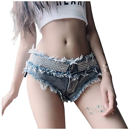 Deloito Damen Sexy Bandage Taste Niedrige Taille Shorts Cowgirl Denim Kurze Hose Abgeschnitten Mini Jeans Hot Pants (Blau-03, Small) von Deloito Shorts