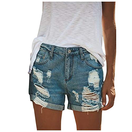 Deloito Damen Sexy Bandage Taste Niedrige Taille Shorts Cowgirl Denim Kurze Hose Abgeschnitten Mini Jeans Hot Pants (Blau-04, Large) von Deloito Shorts