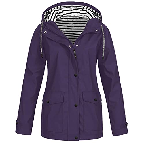 Deloito Damen Regenjacke Wetterschutzjacke Atmungsaktiv Regenmantel Travel Regenponcho Regenbekleidung Regencape für Wandern Radfahren Camping Reisen Outdoorjacke Funktionsjacke Wanderjacke von Deloito