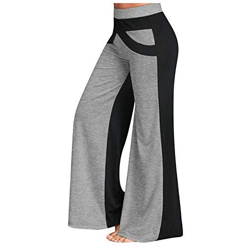 Deloito Yoga Hosen Damen Weite Bein Sporthose Lose Lange Freizeithose Elegante Yoga Schlaghose Bequem Jogginghose TrainingshoseKnöchellang Laufhosen Weich Pyjamahose Atmungsaktiv Yoga Pant, Grau, S von Deloito