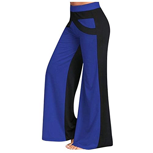 Deloito Yoga Hosen Damen Weite Bein Sporthose Lose Lange Freizeithose Elegante Yoga Schlaghose Bequem Jogginghose TrainingshoseKnöchellang Laufhosen Weich Pyjamahose Atmungsaktiv Yoga Pant, Blau, M von Deloito