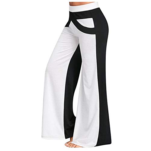 Deloito Yoga Hosen Damen Weite Bein Sporthose Lose Lange Freizeithose Elegante Yoga Schlaghose Bequem Jogginghose TrainingshoseKnöchellang Laufhosen Weich Pyjamahose Atmungsaktiv Yoga Pant, Weiß, S von Deloito