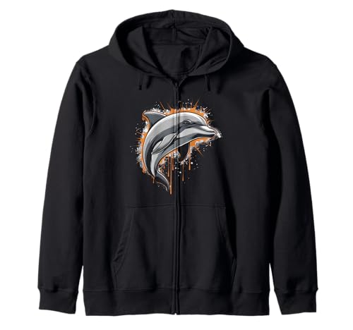 Delphin Tshirt Männer Delfin Orange Animal School Sport Kapuzenjacke von Delphin TShirt Männer Frauen Tierschule Sport