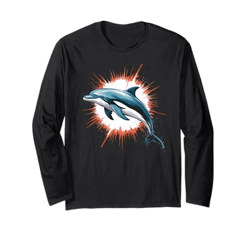 Delphin Tshirt Männer Delfin Orange Animal School Sport Langarmshirt von Delphin TShirt Männer Frauen Tierschule Sport