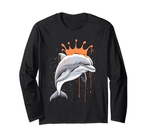 Delphin Tshirt Männer Delfin Orange Animal School Sport Langarmshirt von Delphin TShirt Männer Frauen Tierschule Sport