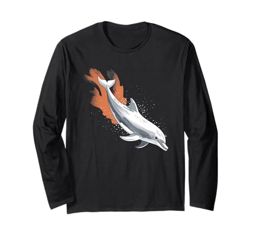 Delphin Tshirt Männer Delfin Orange Animal School Sport Langarmshirt von Delphin TShirt Männer Frauen Tierschule Sport