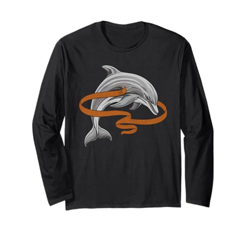 Delphin Tshirt Männer Delfin Orange Animal School Sport Langarmshirt von Delphin TShirt Männer Frauen Tierschule Sport