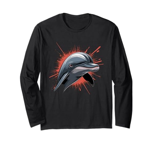 Delphin Tshirt Männer Delfin Orange Animal School Sport Langarmshirt von Delphin TShirt Männer Frauen Tierschule Sport