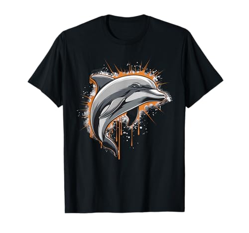 Delphin Tshirt Männer Delfin Orange Animal School Sport T-Shirt von Delphin TShirt Männer Frauen Tierschule Sport