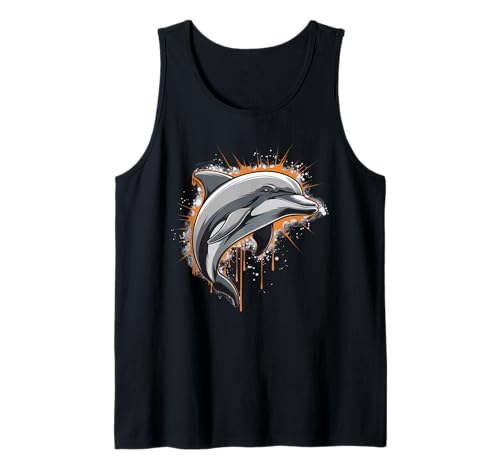 Delphin Tshirt Männer Delfin Orange Animal School Sport Tank Top von Delphin TShirt Männer Frauen Tierschule Sport