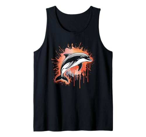 Delphin Tshirt Männer Delfin Orange Animal School Sport Tank Top von Delphin TShirt Männer Frauen Tierschule Sport