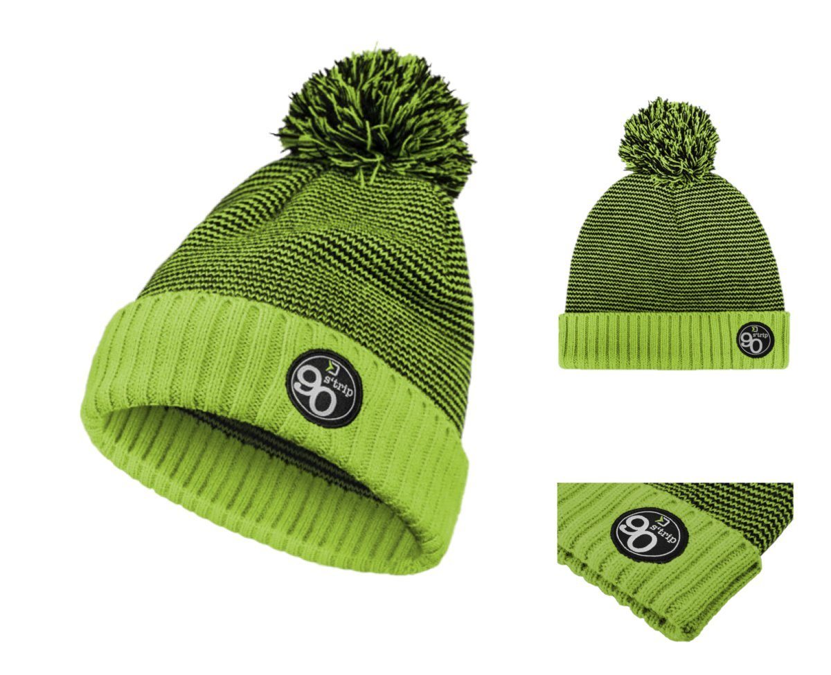 Delphin.sk Bommelmütze Wintermütze 90 Strip Strickmütze Herren Damen Unisex Beanie Angeln Angenehmer und besonders warmer Acrylmaterial von Delphin.sk