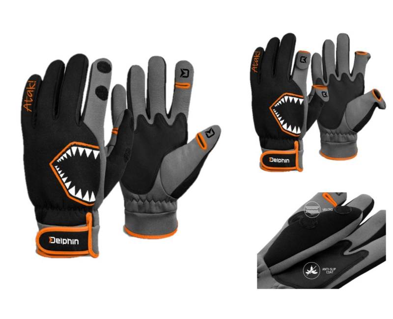 Delphin.sk Neoprenhandschuhe Neoprenhandschuhe Delphin Atak free Spinnfischen Anglerhandschuhe Dichtung aus eingenähtem Gummi und einem Klettverschlussband von Delphin.sk