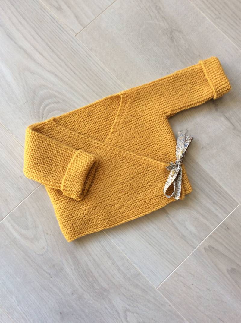 Baby-Bh, Wollwickel, Woll-Bh, Babyausstattung, Babyweste, Reine Wolle | 100 % Merino, Handgestrickt, Liberty von DelphineCFrance