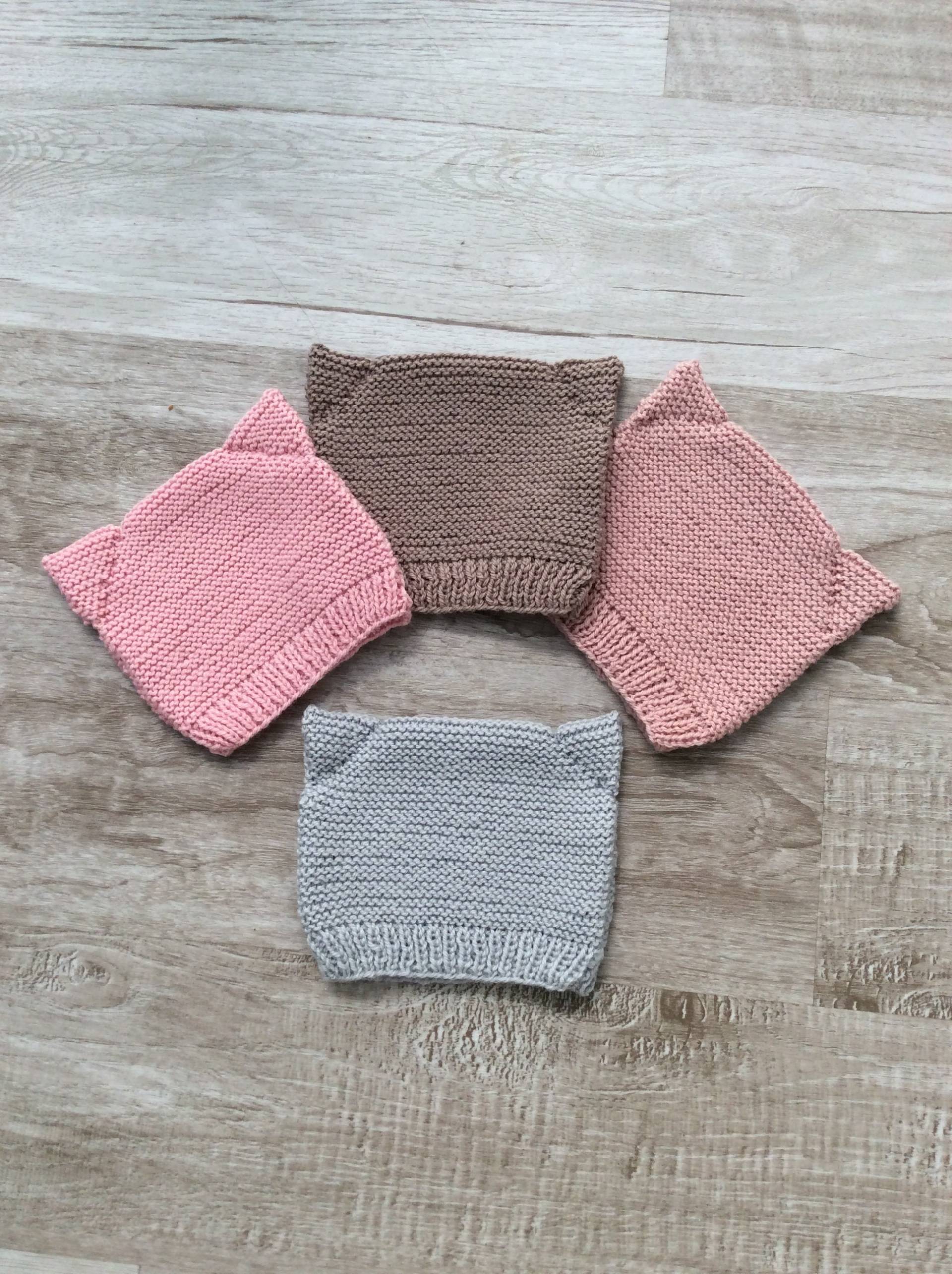 Babymütze, 100% Merinowolle Mütze, Katzenmütze, Krausstichmütze, Handgestrickt, Katzenohren, Handgemachte Mütze von DelphineCFrance