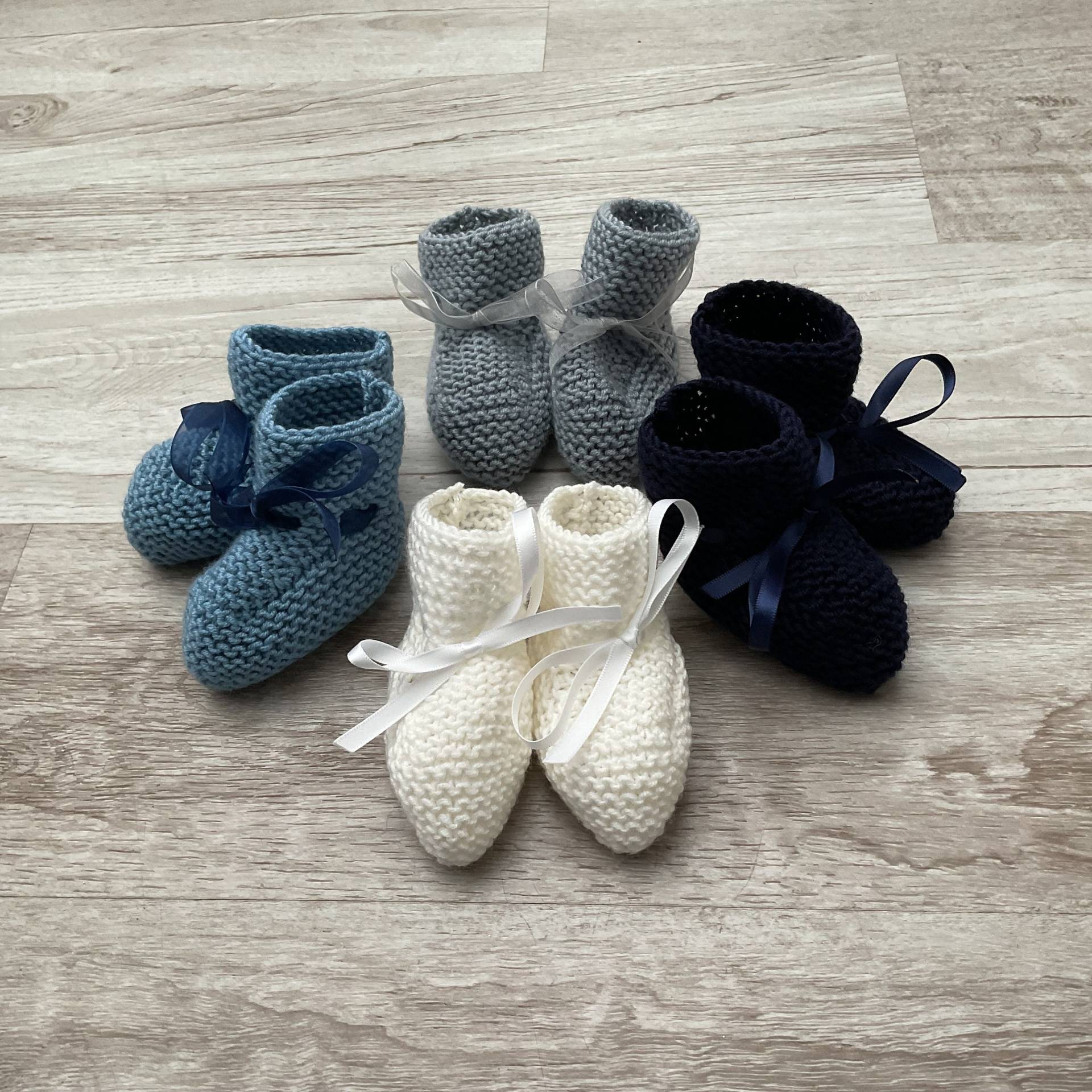Babyschuhe Aus Reiner 100% Merinowolle, 0/3 Monate, Booties, Handgestrickte Booties von DelphineCFrance