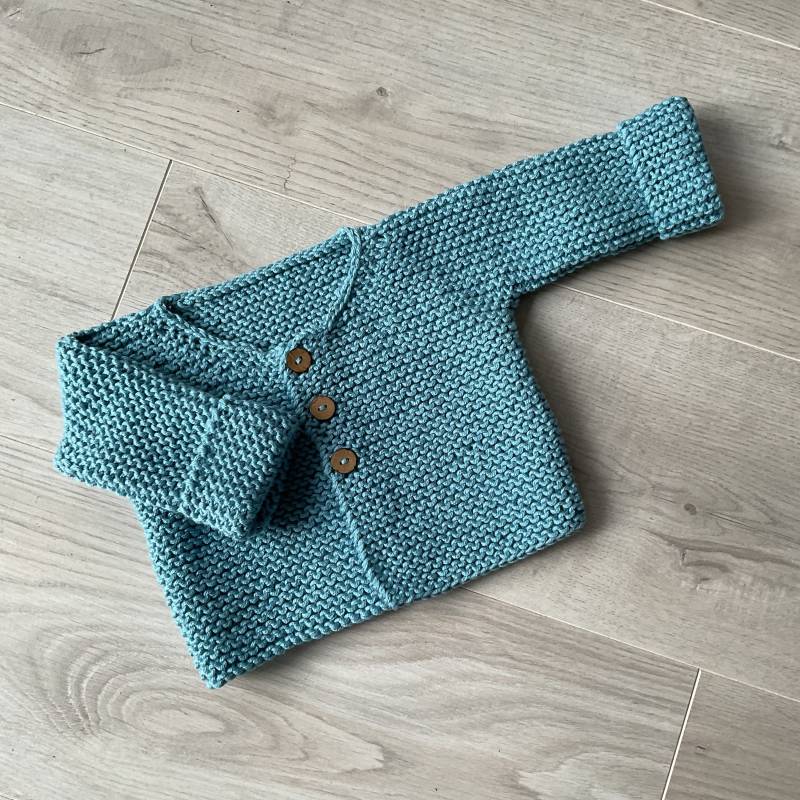 Babyweste, Baby-Strickjacke, 100 % Baumwolle, Handgestrickt, Weste Mit Krausstich, Handgemachte Strickjacke von DelphineCFrance