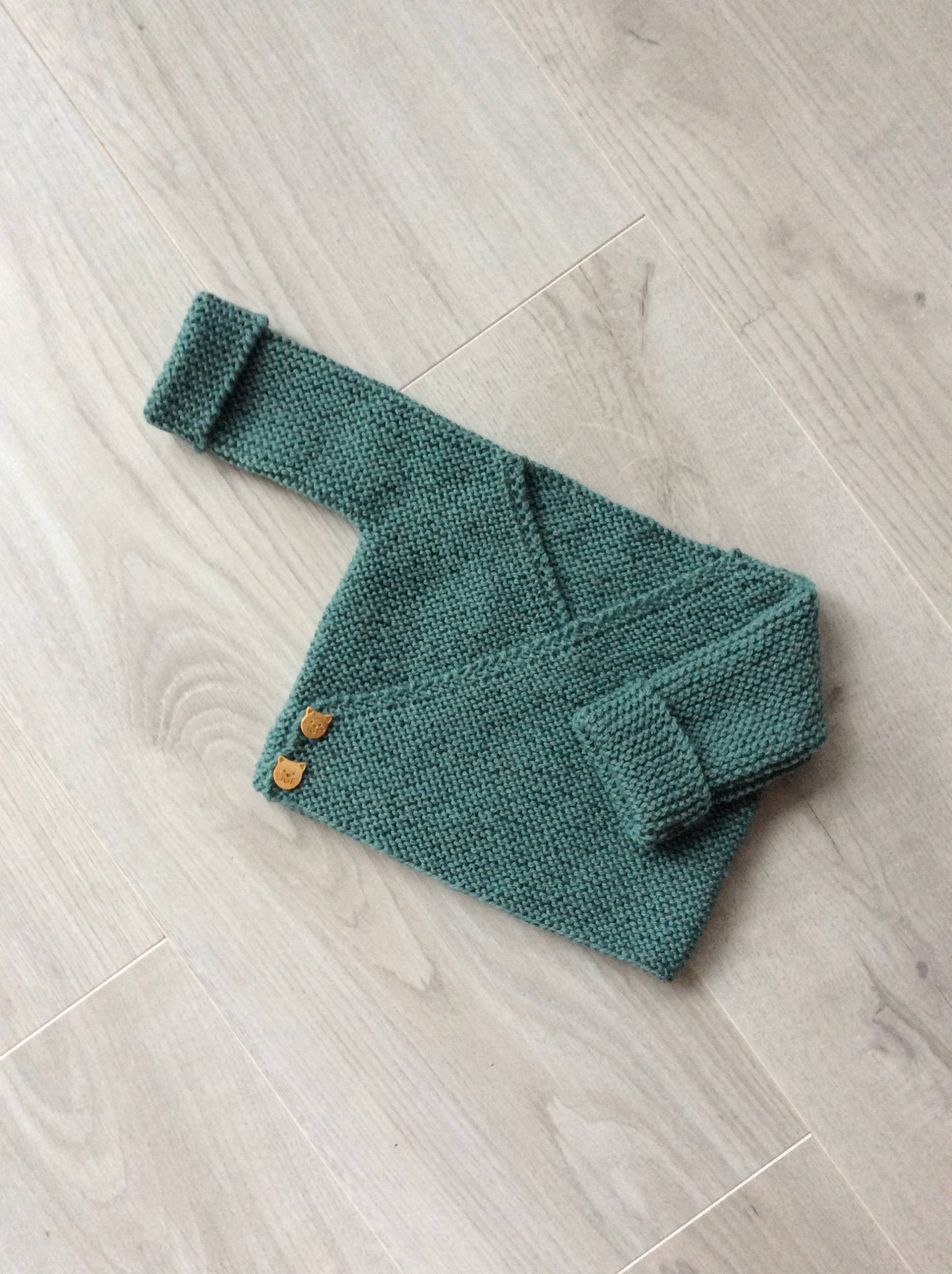Babyweste, Wollwickeltop, Wollweste, Babyausstattung, Baby-Cardigan, Reine Wolle | 100% Merino, Handgestrickt von DelphineCFrance