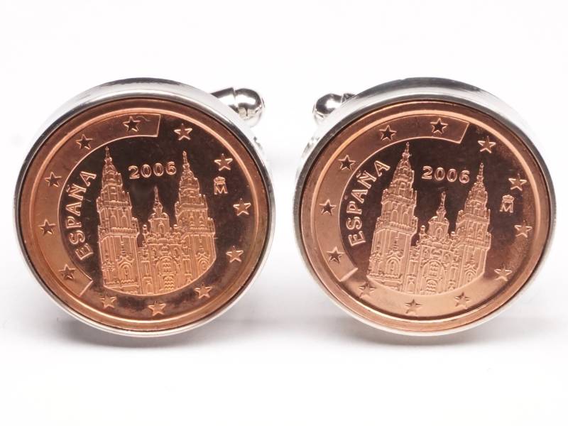 Manschettenknöpfe 2 Cent Spanien Santiago De Compostela Ø 20mm von DeltaDesign24