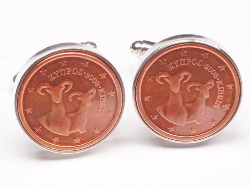 Manschettenknöpfe 2 Cent Zypern Mufflon - Wildschafart Ø 20mm von DeltaDesign24