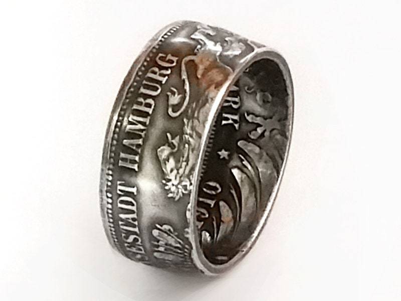 Münzring 3 Mark Kaiserreich 1908-1912 Hansestadt Hamburg Silber 900Er Größe 60 Bis 74 Coin Ring Münze Münzschmuck von DeltaDesign24