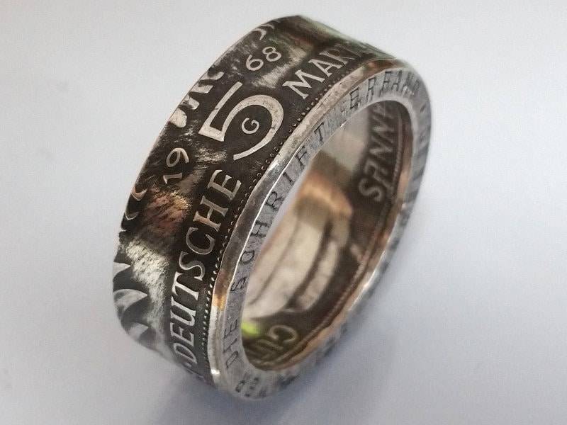 Münzring 5 Mark 1968 Gutenberg Karlsruhe Silber 625Er Größe 54 Bis 68 Coin Ring Münze Münzschmuck von DeltaDesign24