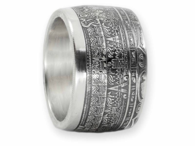 Münzring Azteken Kalender Versilbert 1 Unze Kupfer Größe 58 Bis 72 Coin Ring Münze Münzschmuck von DeltaDesign24
