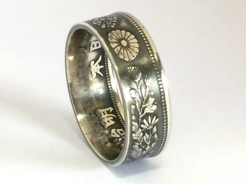 Münzring Japan 50 Sen Silber 800Er Größe 48 Bis 68 Coin Ring Münze Münzschmuck von DeltaDesign24