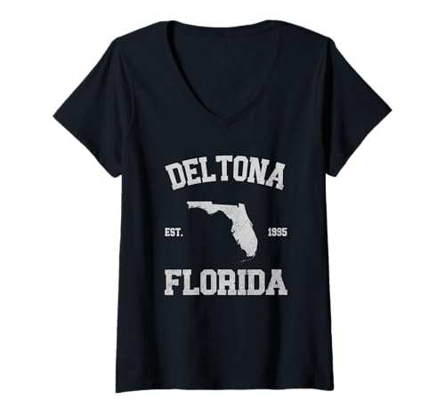 Damen Deltona T-Shirt mit V-Ausschnitt von Deltona, Florida FL Designs 0825