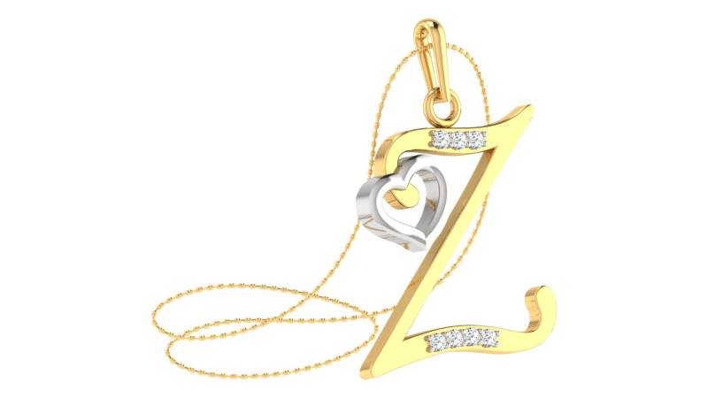Minimalist Anhänger Z Brief Alphabet in 18K Solid Gold Diamant Handmade, Unisex Geschenke Für Ihre Liebe von DelunaGlobal