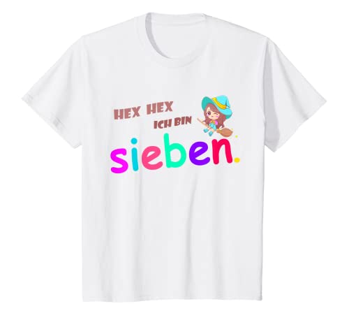 Kinder 7. Geburtstag Mädchen, Hexe Sieben Jahre Kindergeburtstag T-Shirt von Deluxe Prinzessin, Kinder Geschenkidee