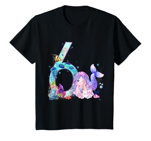 6. Geburtstag Meerjungfrau Nixe Mädchen süßes 6 Jahre T-Shirt 6. Geburtstag Meerjungfrau Nixe Mädchen süßes 6 Jahre T-Shirt von Deluxe Prinzessin, Kinder Regenbogen Geschenkidee.