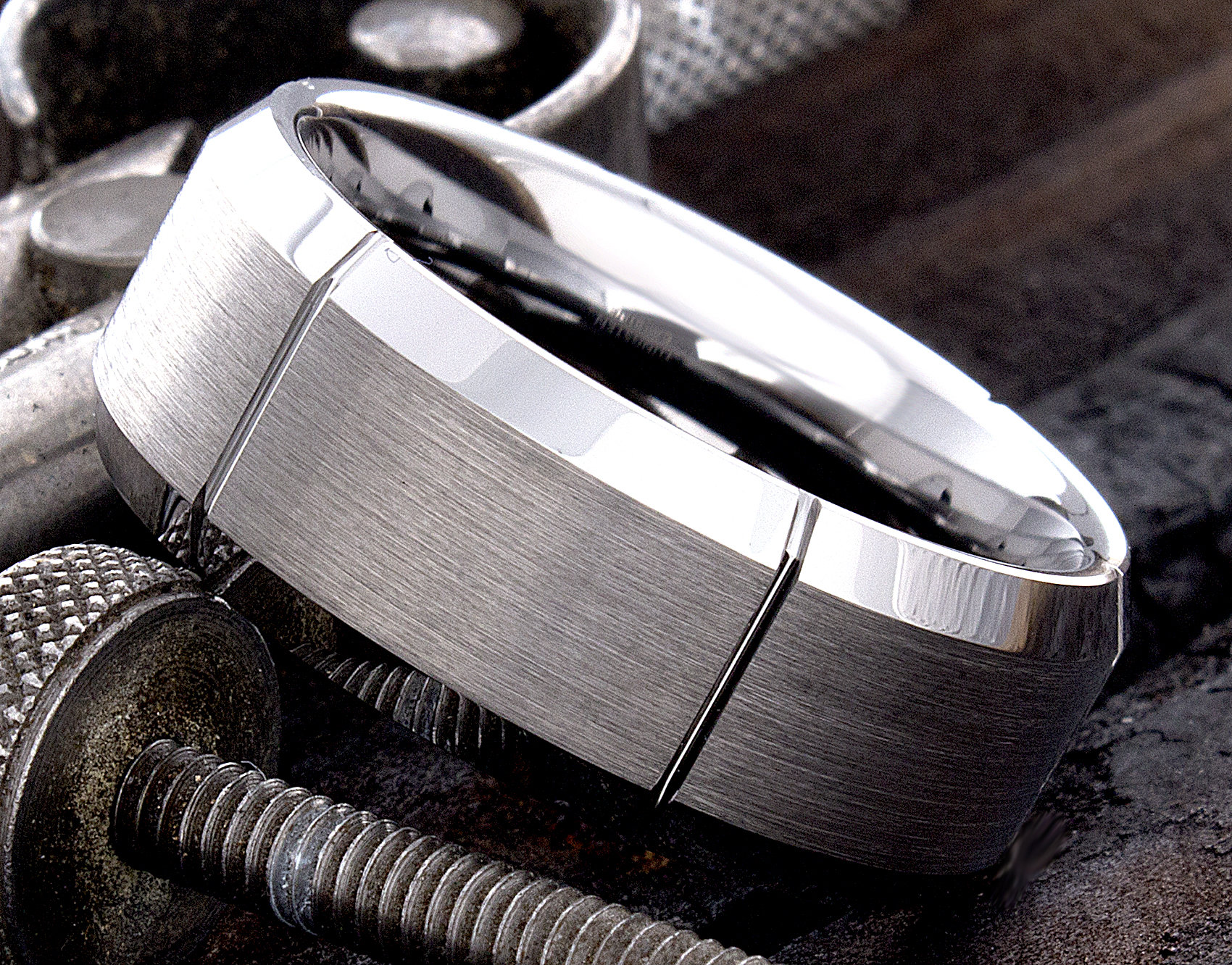 Wolfram Band, Comfort Fit, Jahrestag Ring, Silber Herren Damen Personalisierte Ring von DeluxeBands