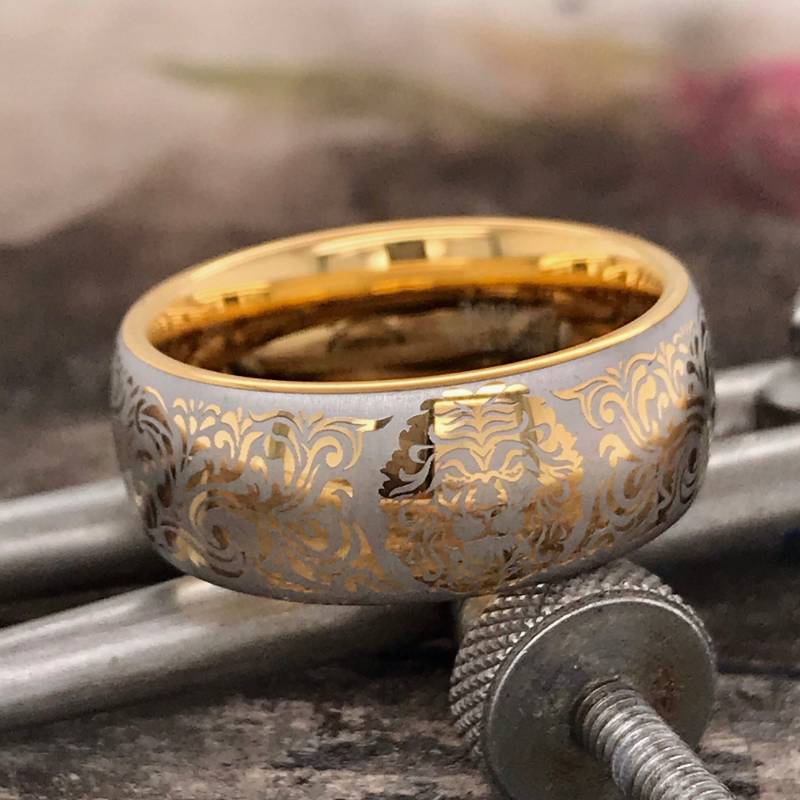 Wolfram Ring, Löwenkopf Herrenring, Löwe Stern Herren Jubiläumsring, Versprechen Ehering von DeluxeBands