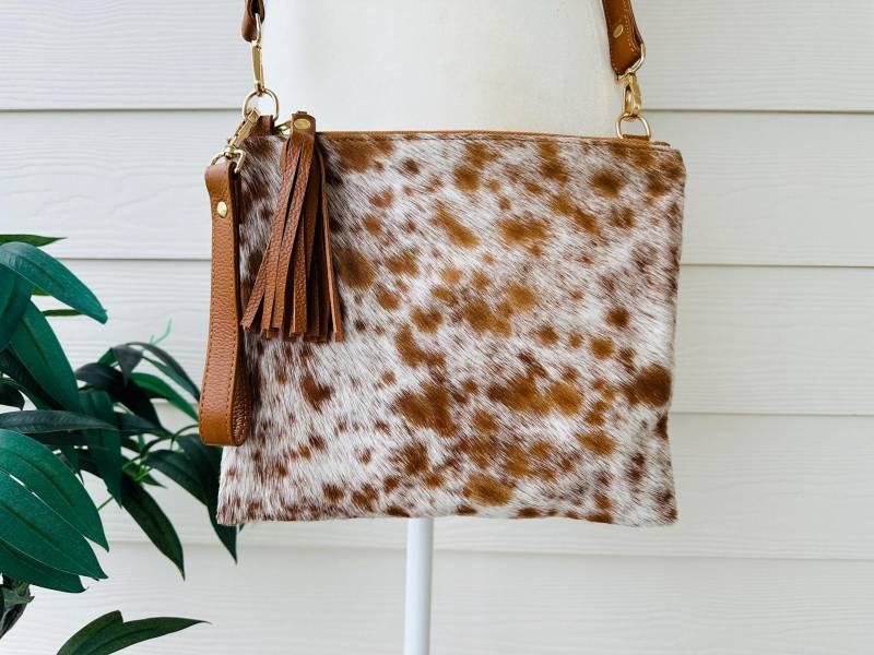 Echte Rindsleder Umhängetasche Rodeo Geldbörse Tan Leder Western Armband Handtasche Clutch | Geschenke Für Sie von DeluxeDecorCowhide