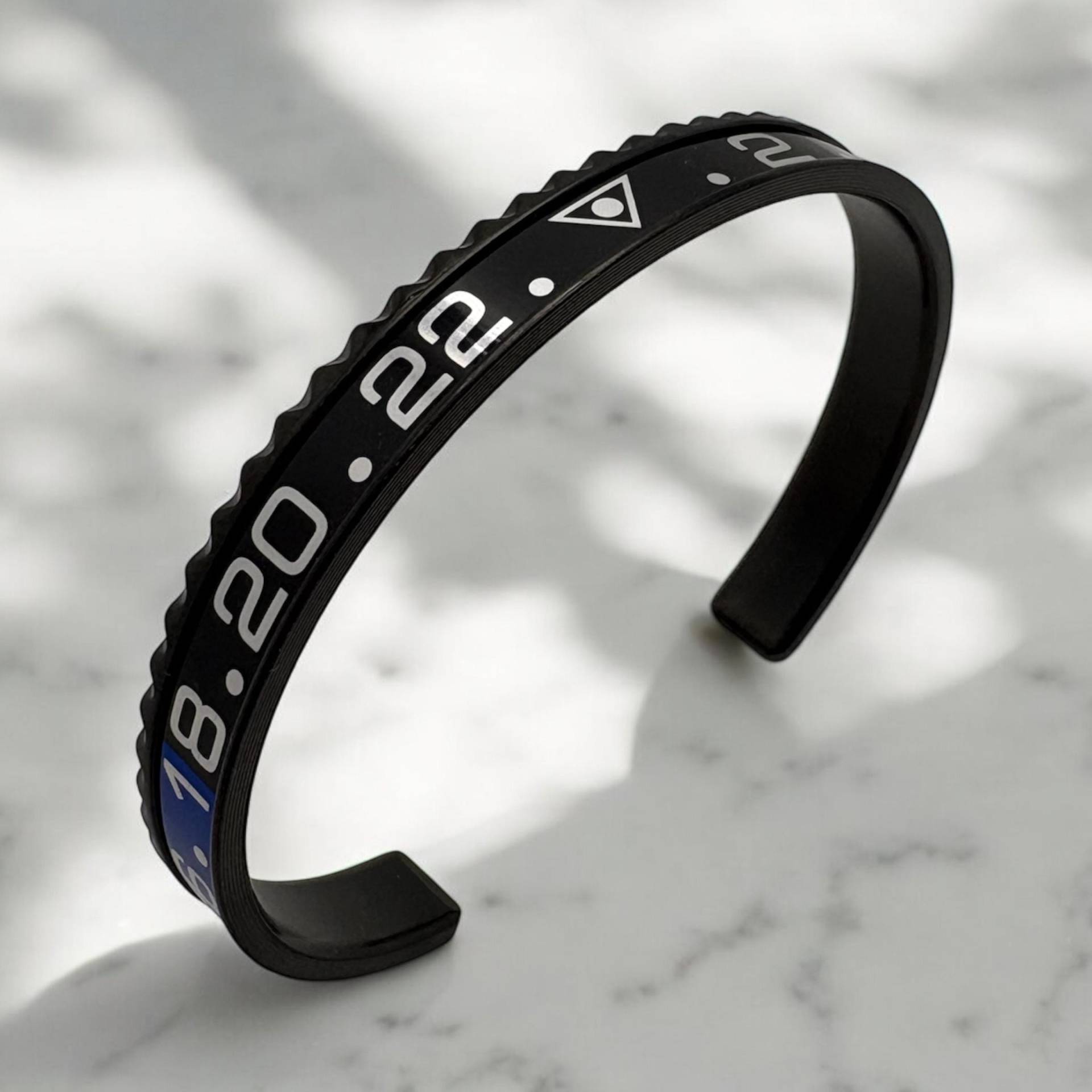 Black Blue Gmt Bezel Watch Bracelet Wristband, Stainless Steel Cuff, Accessory, Bezel, Gift For Him Collector von DeluxeJewelleryDE