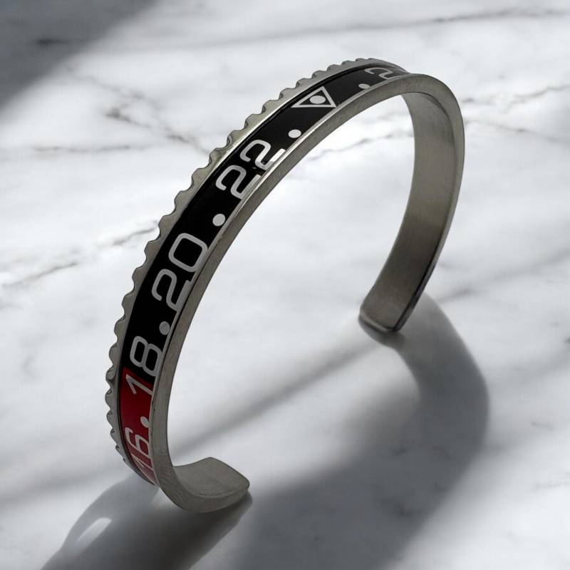 Black Red Gmt Bezel Watch Bracelet Wristband, Stainless Steel Cuff, Accessory, Bezel, Gift For Him Collector Black Red Gmt Bezel Watch Bracelet Wristband, Stainless Steel Cuff, Accessory, Bezel, Gift For Him Collector von DeluxeJewelleryDE