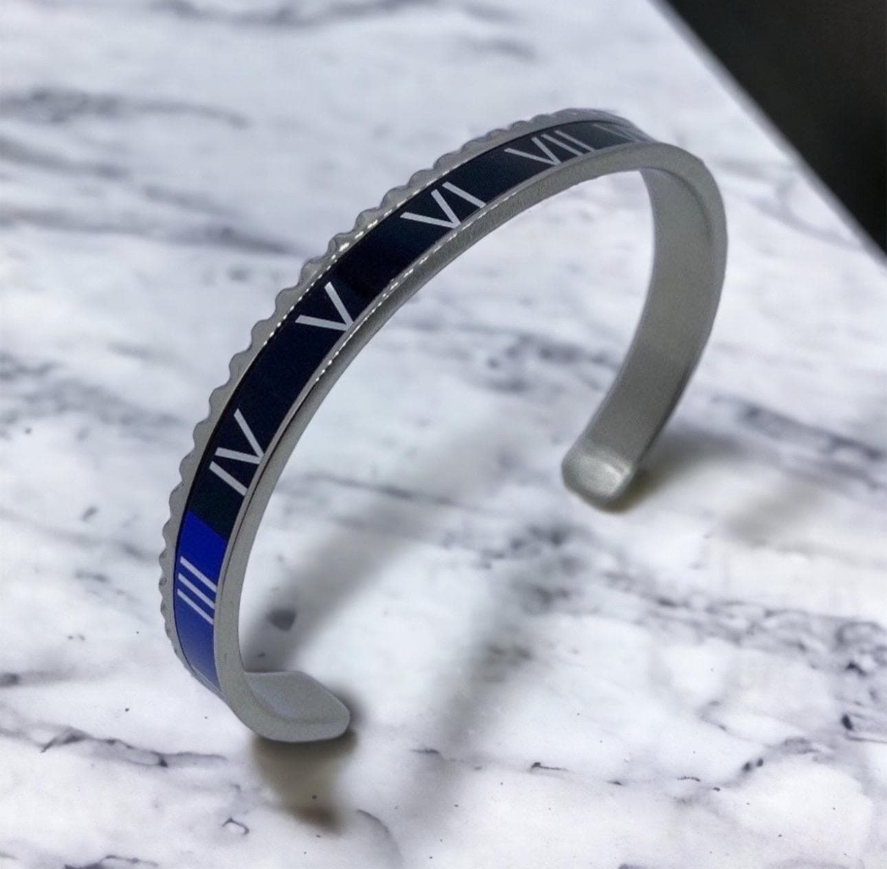 Gmt Roman Blue Black Bezel Watch Bracelet Wristband, Steel Cuff, Accessory, Bezel, Gift For Him Collector Watch Enthusiast von DeluxeJewelleryDE
