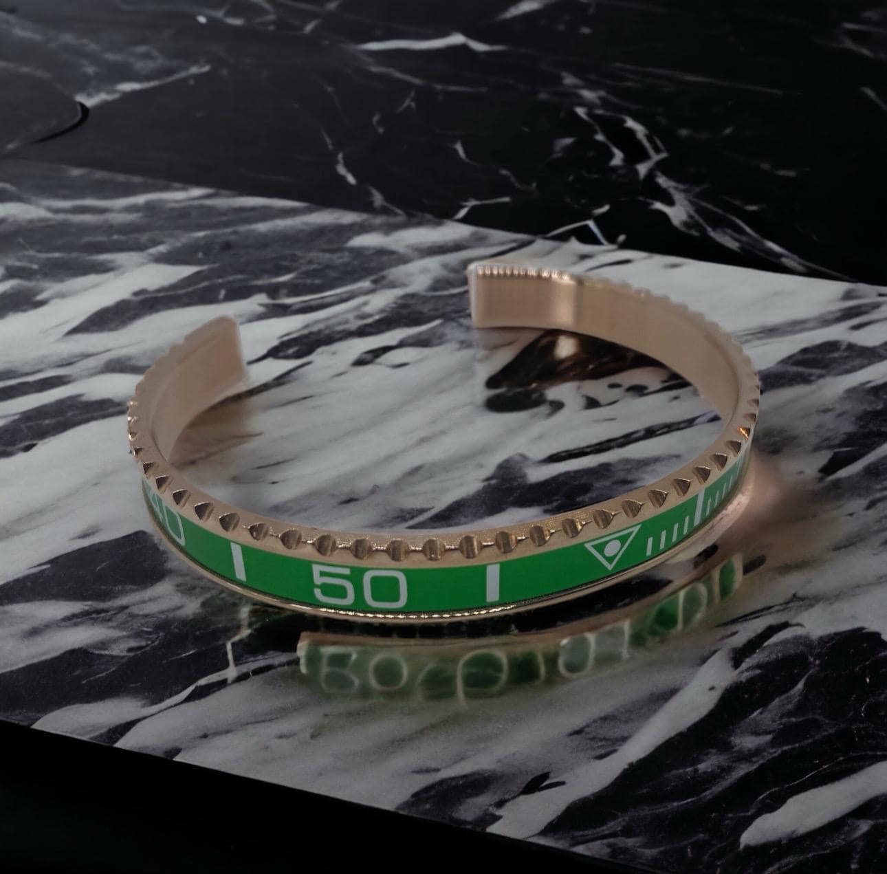 Sub Green Rose Bezel Watch Bracelet Wristband, Steel Cuff, Accessory, Bezel, Gift For Him, Collectors, Watch Enthusiast von DeluxeJewelleryDE