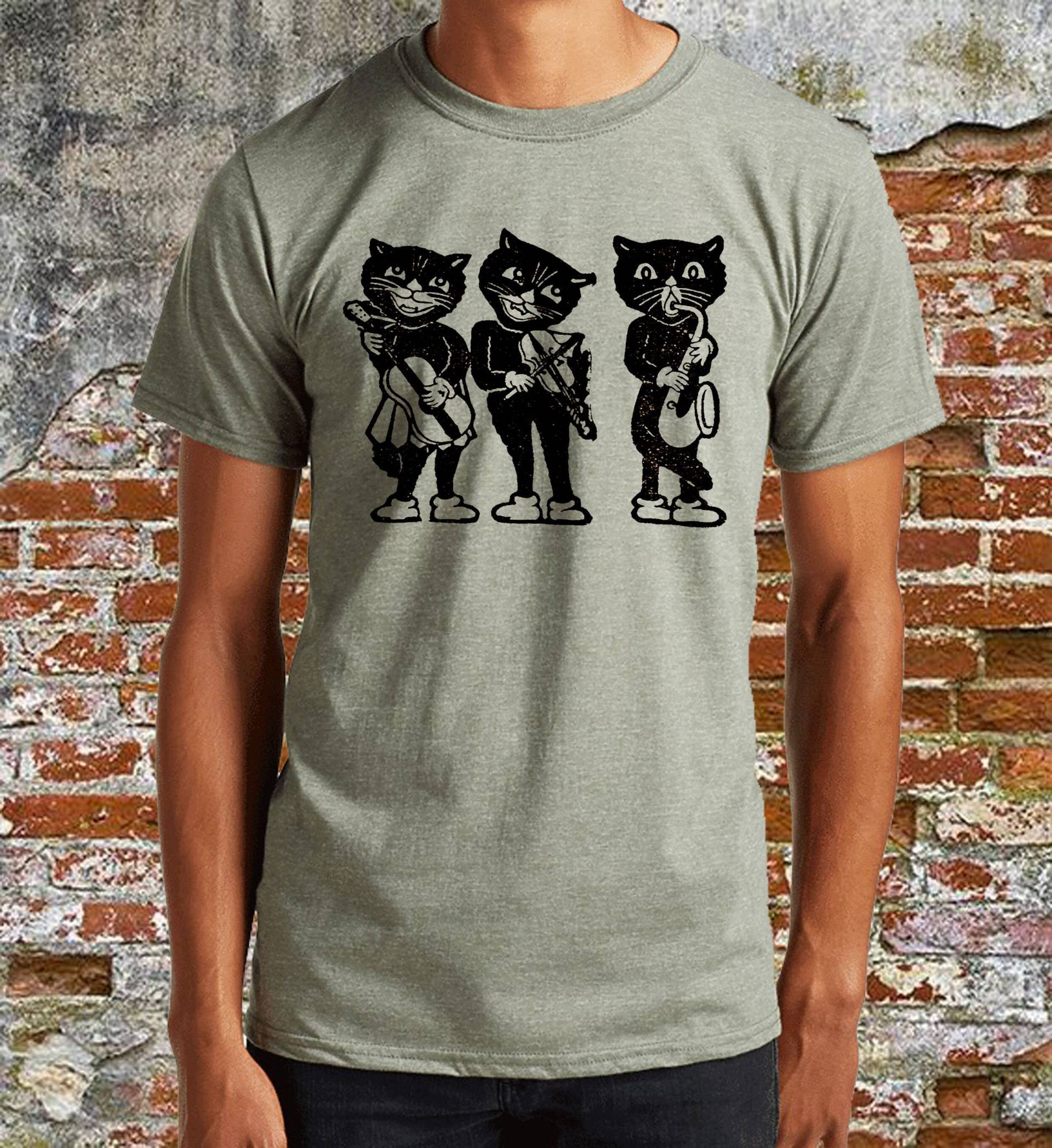 Retro Tanzendes Musiker Katzen T-Shirt Retro Tanzendes Musiker Katzen T-Shirt von Deluxesoultees