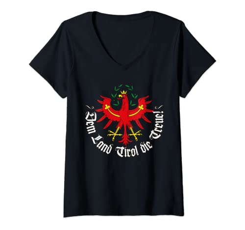 Damen Dem Land Tirol die Treue Tiroler Adler Herren Damen Kinder T-Shirt mit V-Ausschnitt von Dem Land Tirol die Treue!