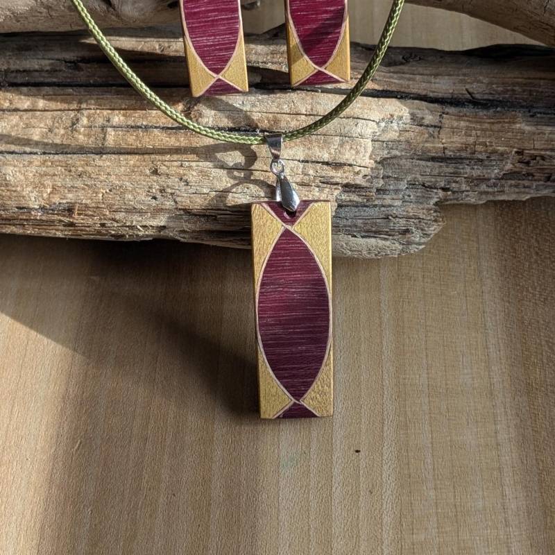 Lila Herz Halskette, Gelber Anhänger, Handgemachter Schmuck, Buntes Geschenk Für Sie, Holzkette, Sterling Silber von DemAsure