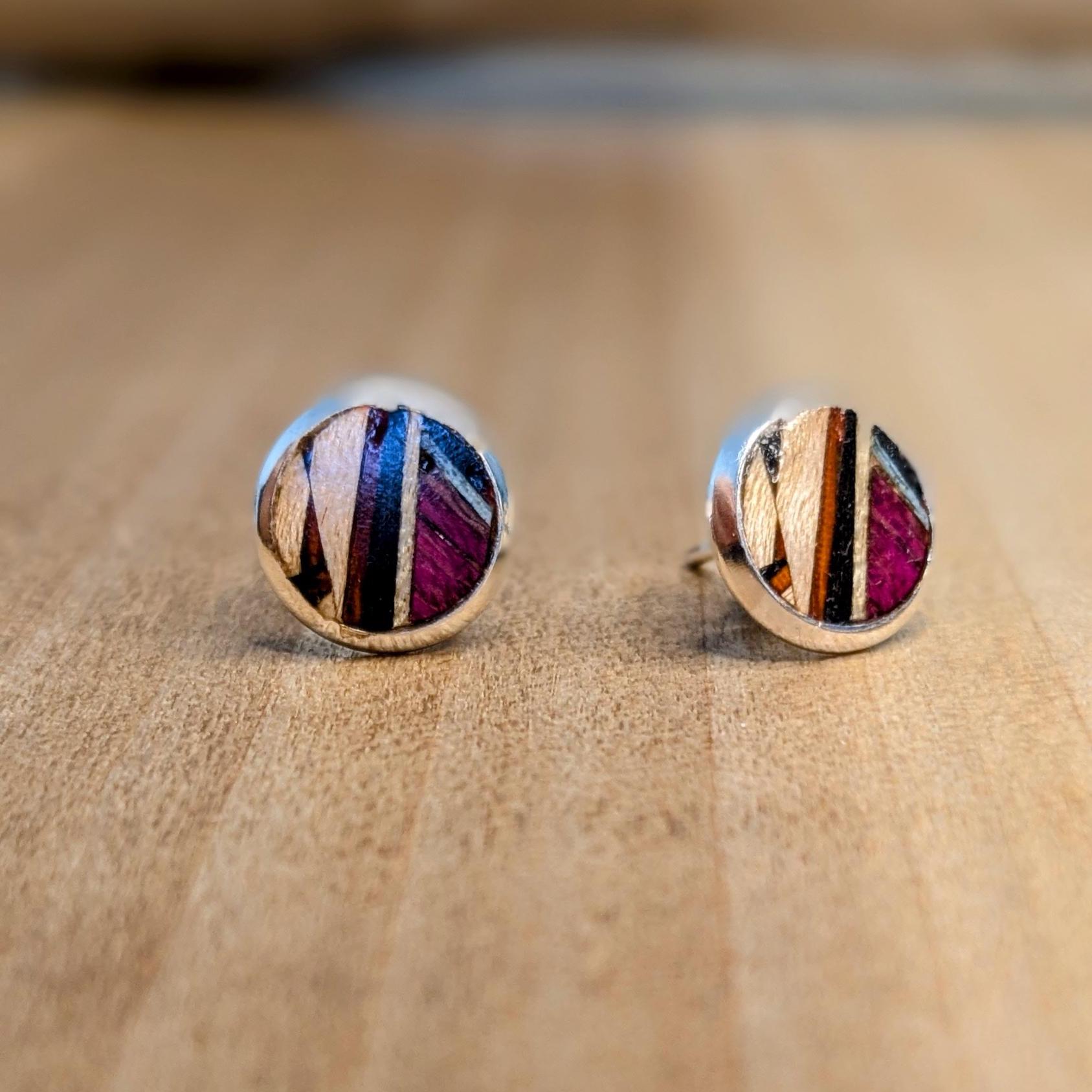 Handgemachte Holz Inlay Ohrstecker, Sterling Silber Schmuck, Einzigartige Ohrringe, Minimalist Geschenk Für Sie von DemAsure