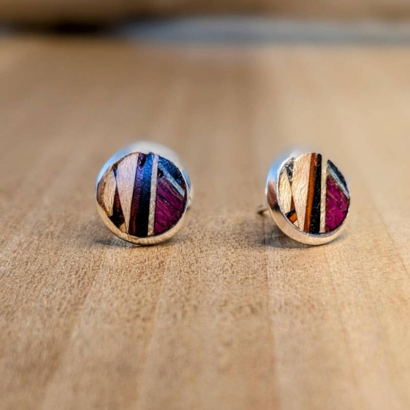 Handgemachte Holz Inlay Ohrstecker, Sterling Silber Schmuck, Einzigartige Ohrringe, Minimalist Geschenk Für Sie von DemAsure