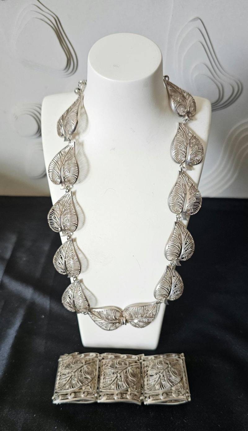 Antik Wunderschönes Filigran Trachten Armband Und Kette Als Set 835Er Silber von DemDemShop