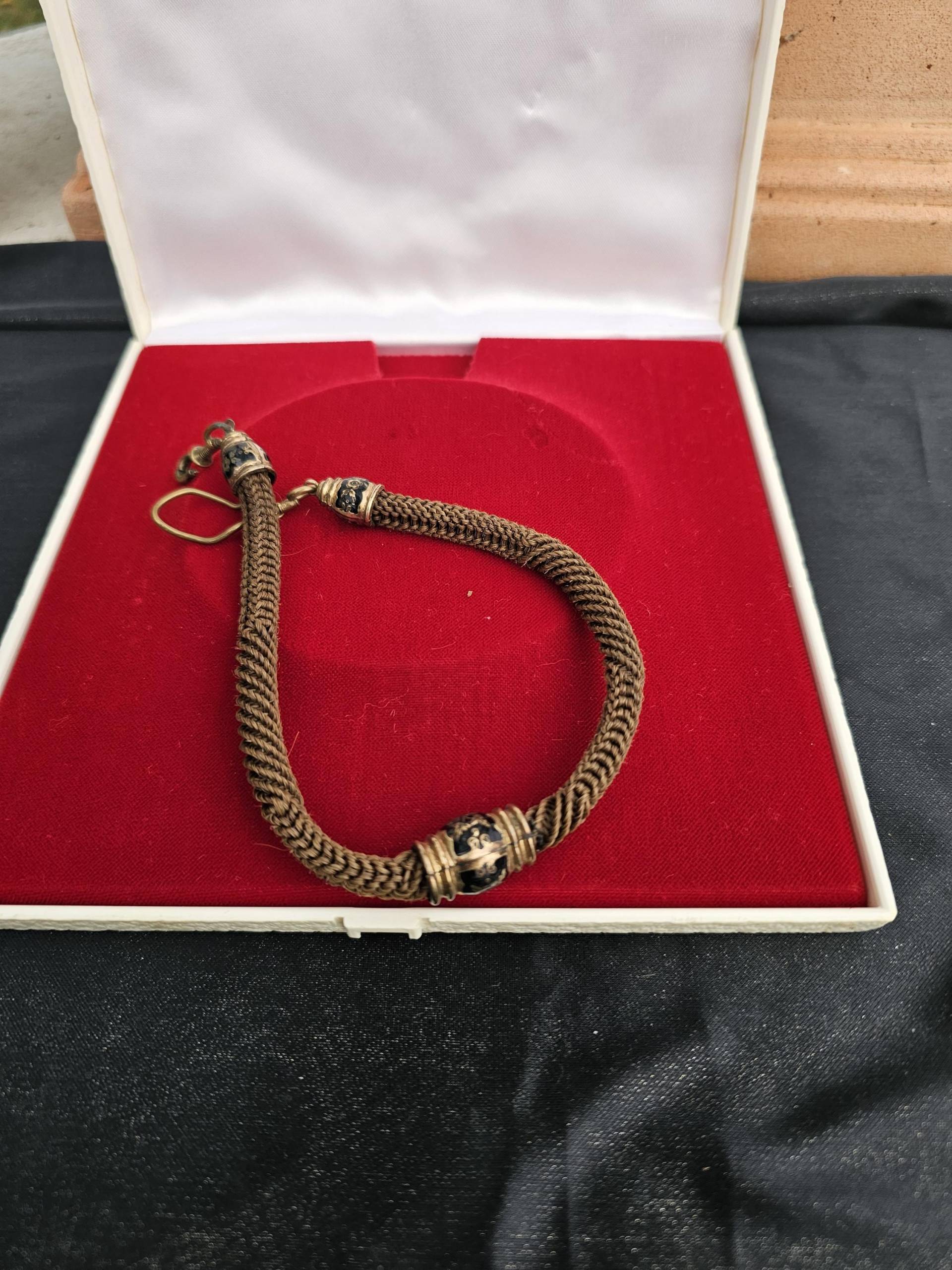 Antike Echt Haar Biedermeier Haarkette Uhrkette Vergoldet Mit Anhänger Antike Echt Haar Biedermeier Haarkette Uhrkette Vergoldet Mit Anhänger von DemDemShop