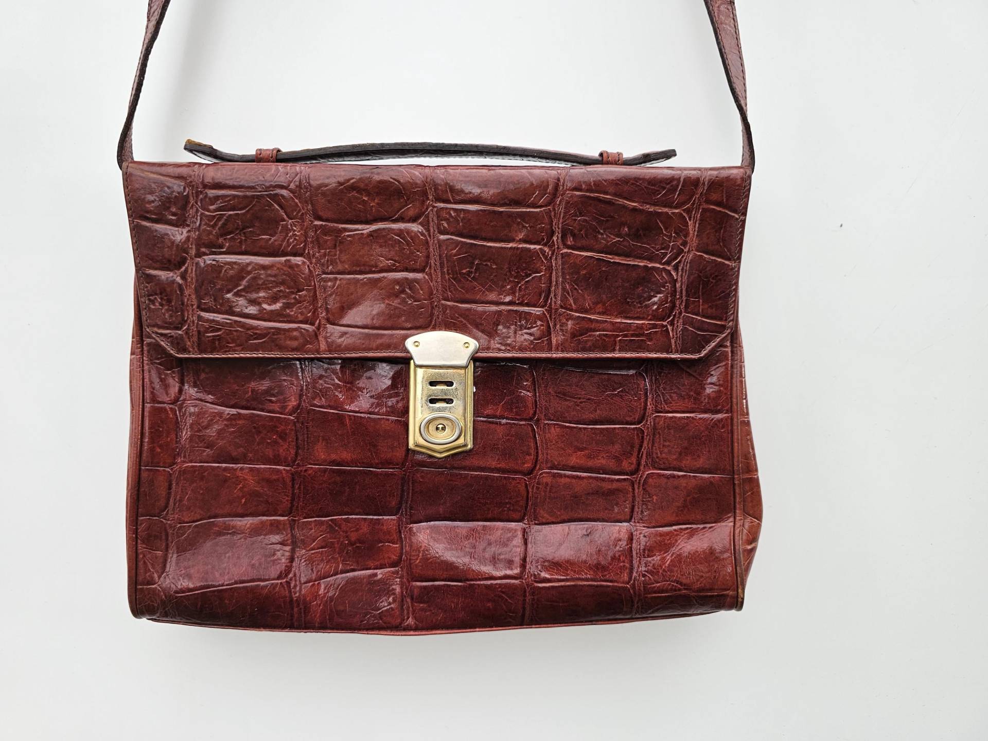 Echt Leder Damen Handtasche Schultertasche Cognac von DemDemShop